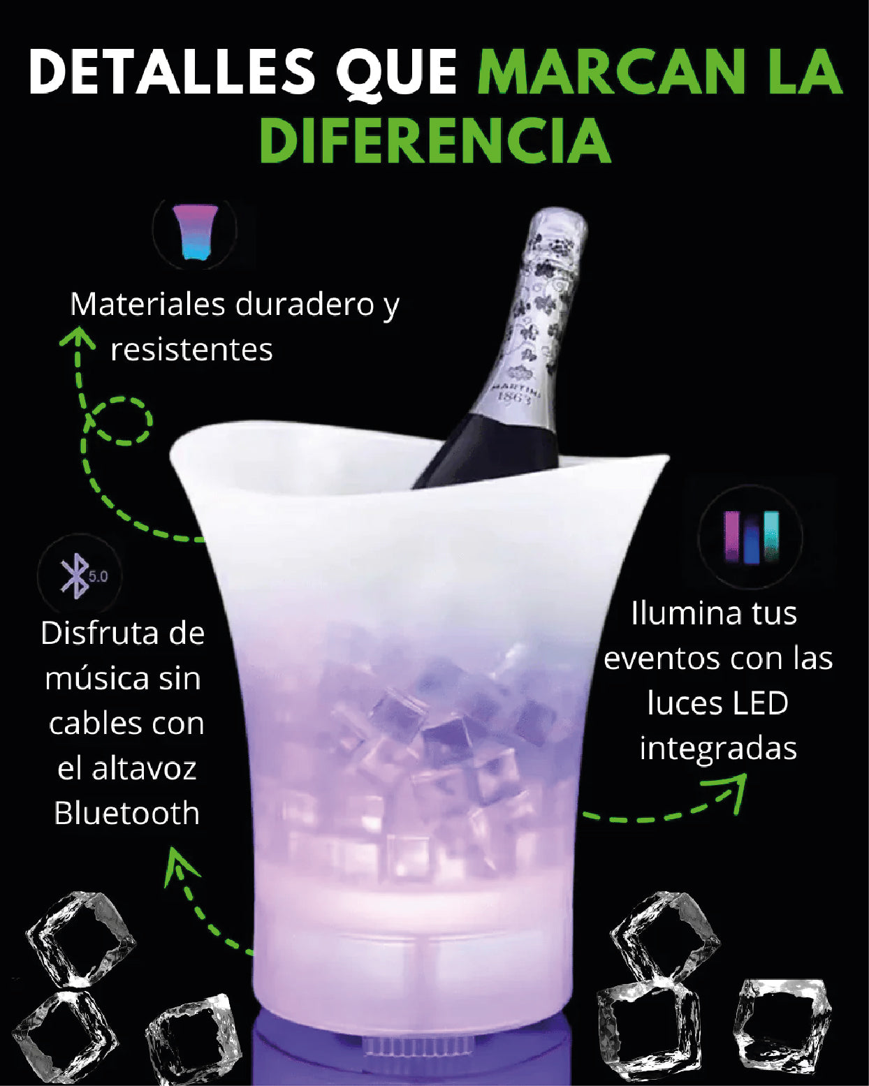 PARLANTE HIELERA CON BLUETOOTH Y LUCES LED