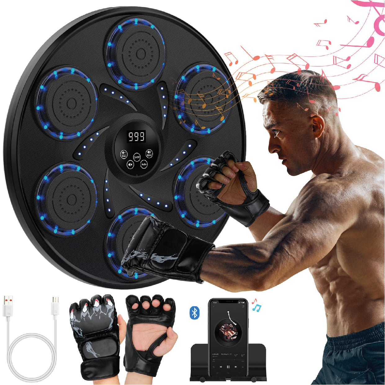 MAQUINA DE BOXEO CON MUSICA BLUETOOTH